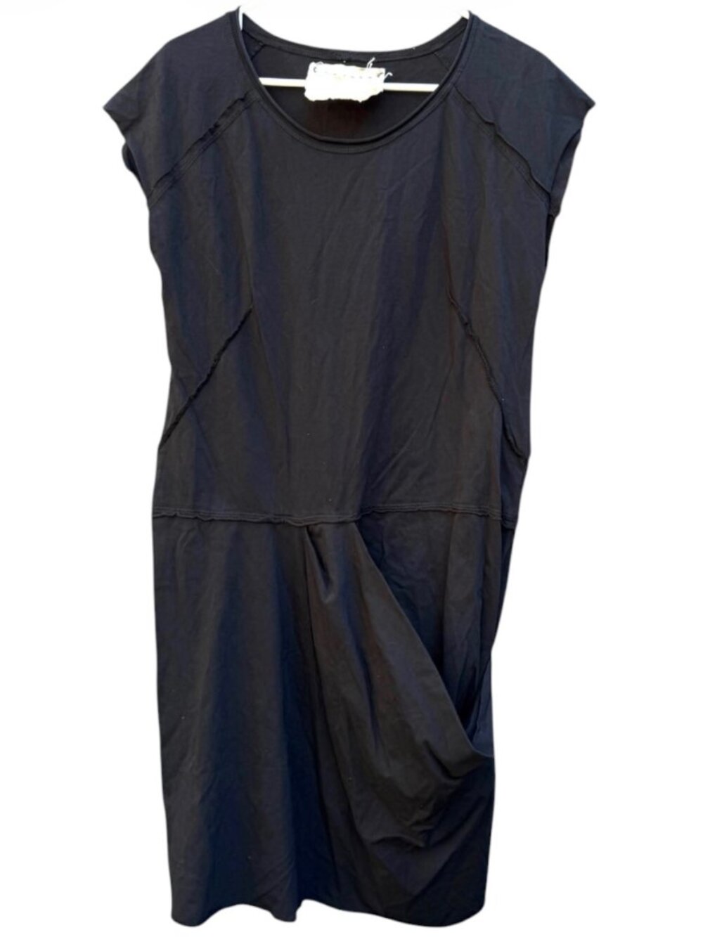 Black Ruched Fold Dress
